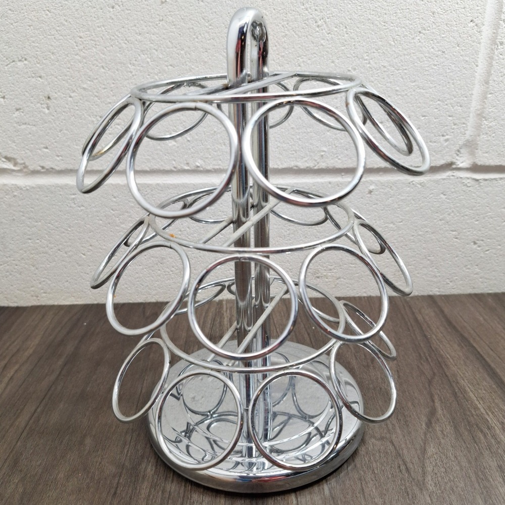 Stainless Rotating Coffee Pod Carousel Holds 27 Capacity Silver KitchenOrganizer